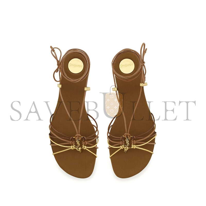 YSL BABYLONE SANDALS IN SMOOTH AND METALLIC LEATHER 825740AAETH2563